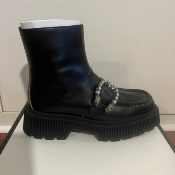 Gucci Dionysus black crystal embellished boots EU size 37.5 US 7.5 - Picture 1 of 9